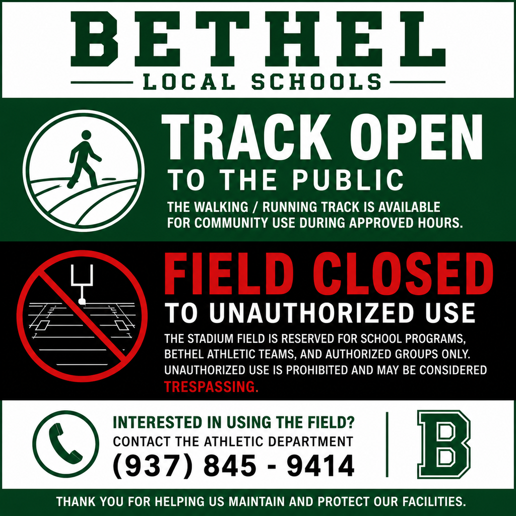 Bethel Local Schools Track Open to the Public