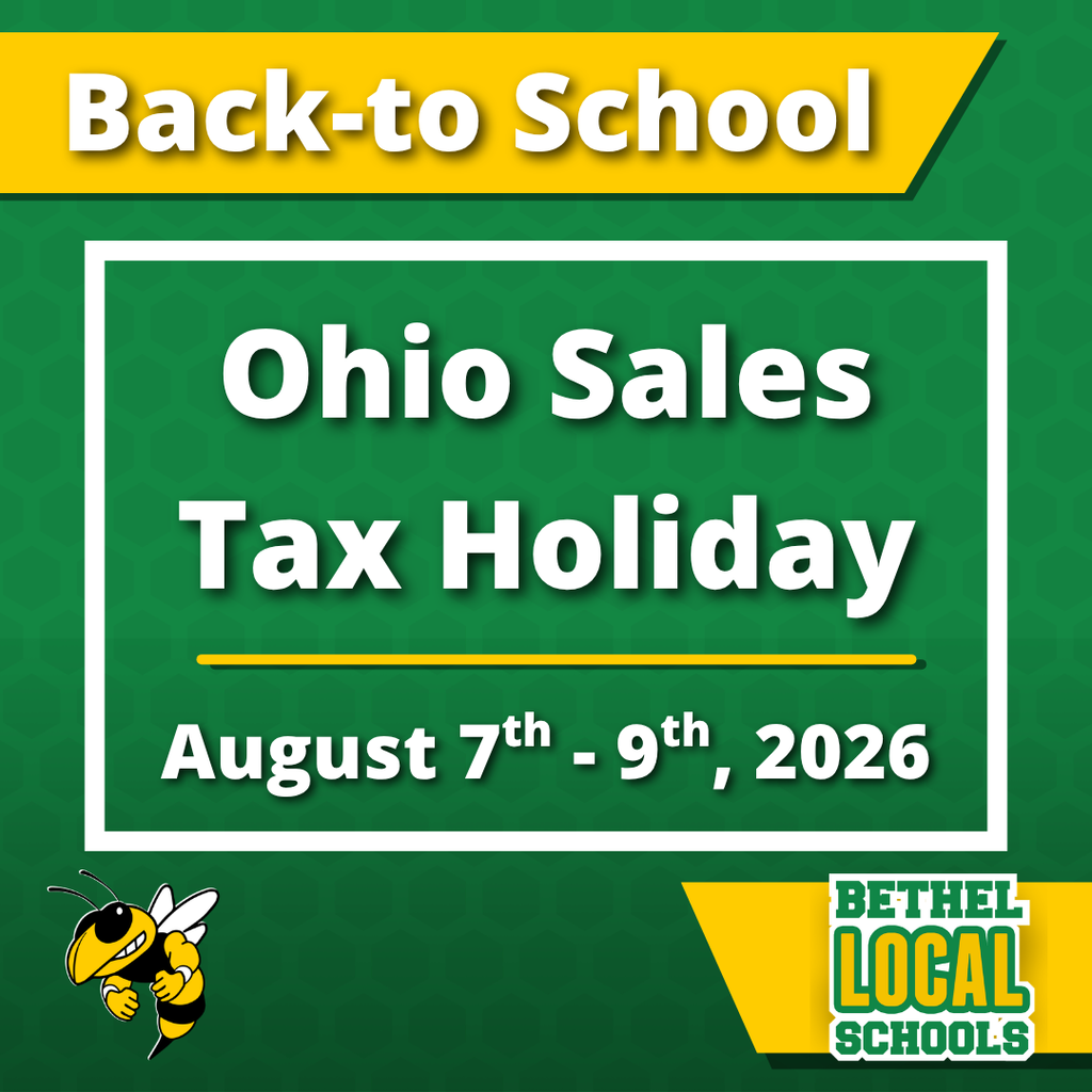 Ohio Sales Tax Holiday | August 7th - 9th, 2026