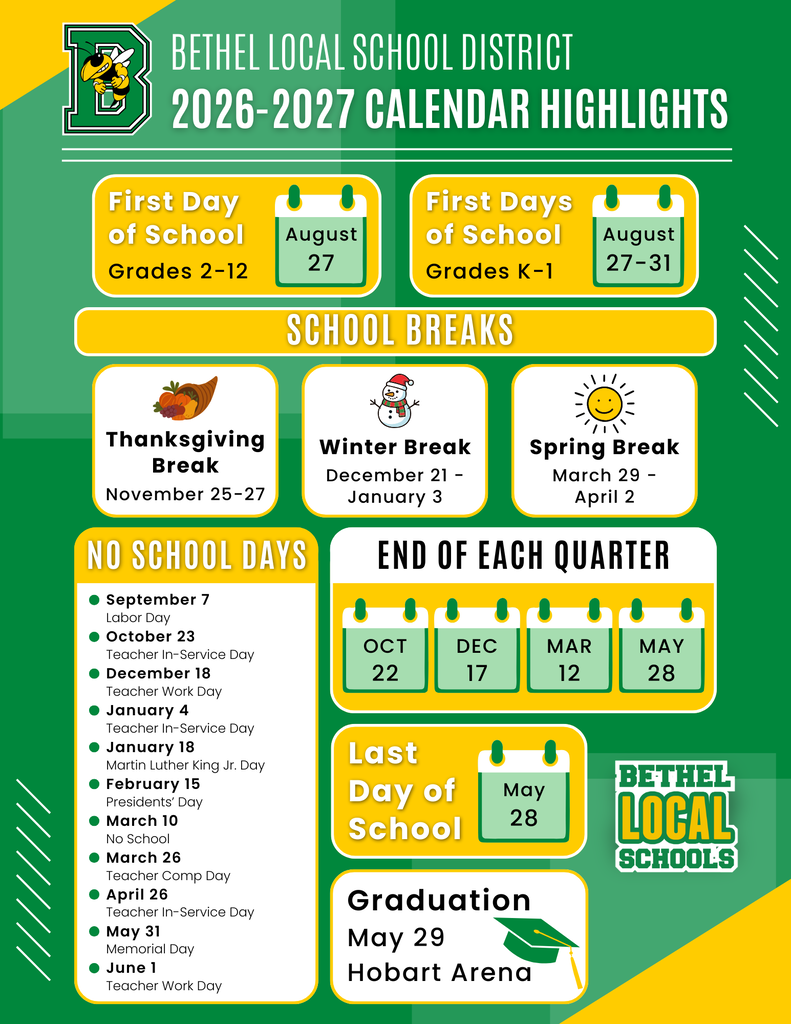 2026-2027 BLS Calendar Highlights