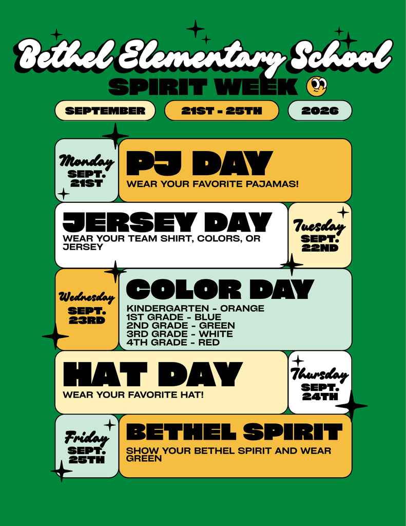 Bethel Elementary Spirit Week - Hoco 2026