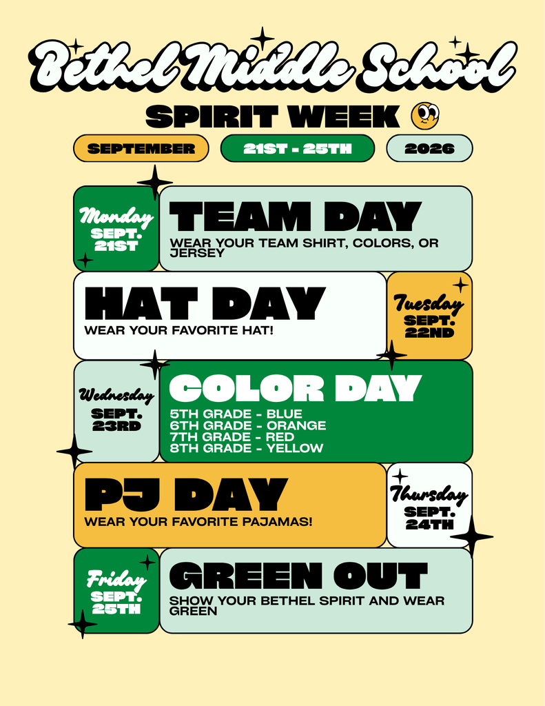 Bethel Middle School Spirit Week - HOCO 2026
