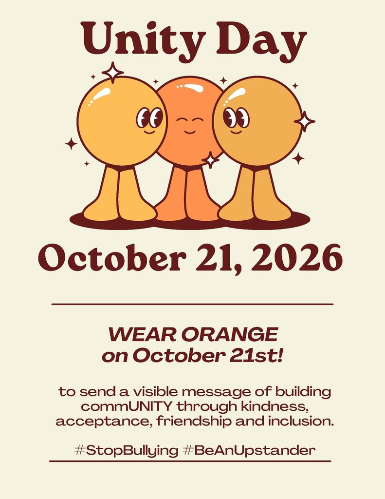 BES Unity Day | October 21st| Wear Orange to send a visible message of building community through kindness, acceptance, friendship, and inclusion