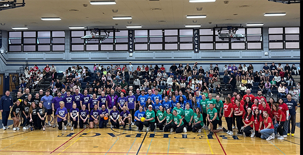 JFK Middle School defends its title at the 9th annual district-wide Autism Acceptance Faculty Dodgeball Tournament