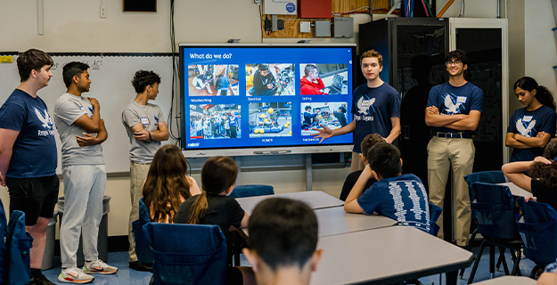 Students giving presentation.