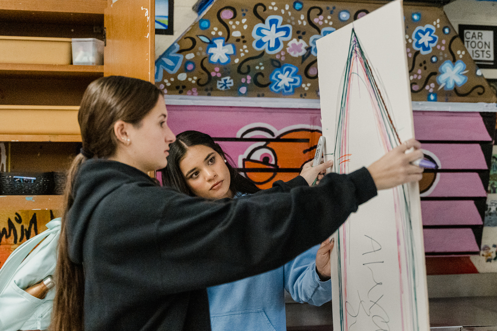 Ahite foam core scale model from a high school architecture class