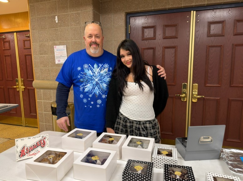 Mr. DeStefano and Ashley at Students Putting an End to Cancer Bake Sale