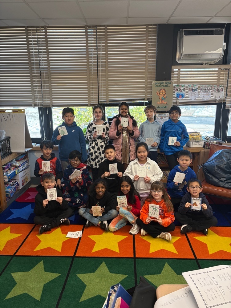 third graders with holiday cards