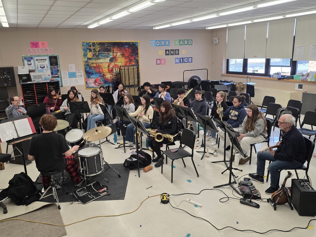 Bethpage High School's Pit Orchestra rehearsing for Legally Blonde Musical.