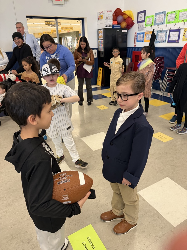 Second grade wax museum in action.