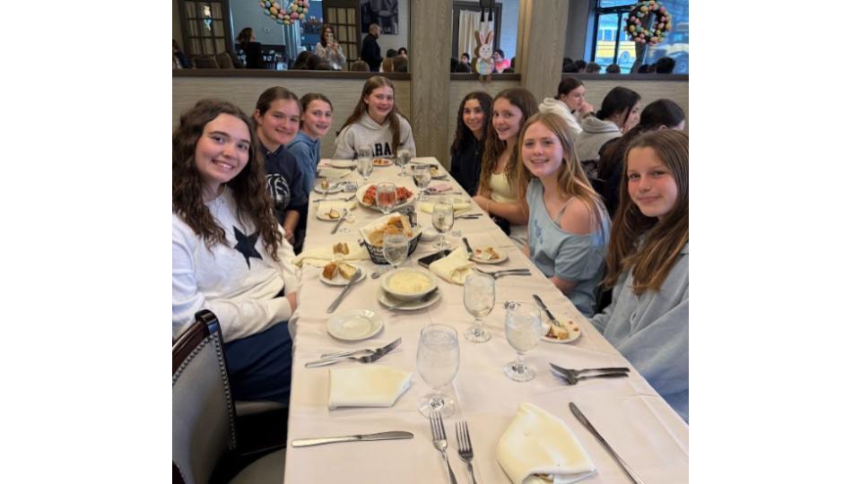Mrs. Marinaccio's 8th Grade Italian students dining at La Famiglia in Plainview after viewing the Italian musical Pinocchio at the Bayway Arts Center