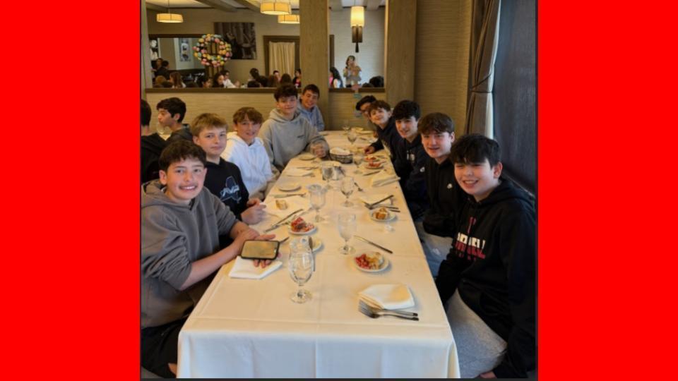 Mrs. Marinaccio's 8th Grade Italian students dining at La Famiglia in Plainview after viewing the Italian musical Pinocchio at the Bayway Arts Center