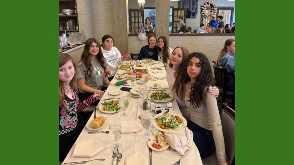 Mrs. Marinaccio's 8th Grade Italian students dining at La Famiglia in Plainview after viewing the Italian musical Pinocchio at the Bayway Arts Center