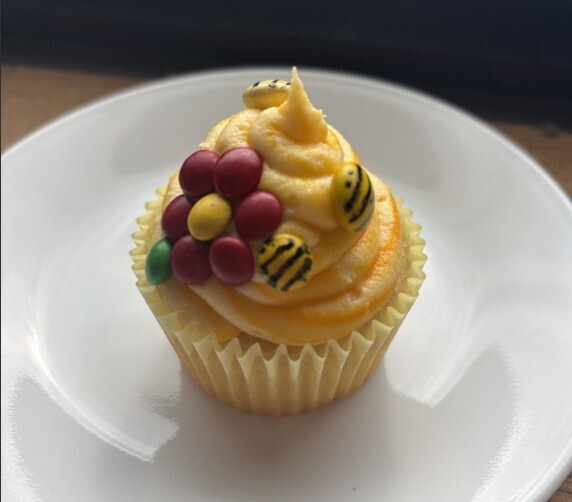 An awesome Spring and Bee themed cupcake from Ms. Sciara's 8th grade students for the Cupcake Wars Challenge