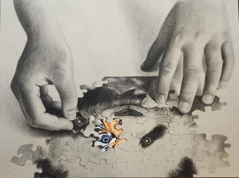 Kayla Cusumano artwork photo in Newsday for Long Island Scholar Artist