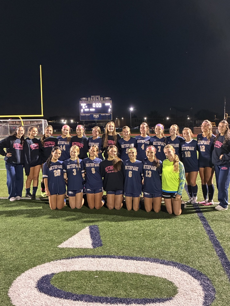 The Bethpage girls varsity soccer team celebrates a 6-1 playoff win over Glen Cove!
