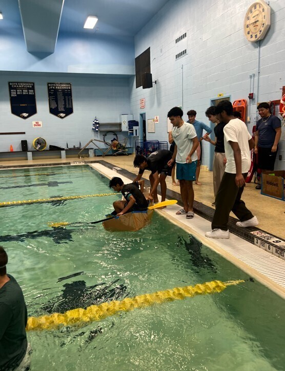 Students in AP Physics 2 Participate in 2nd Annual Cardboard Boat Race