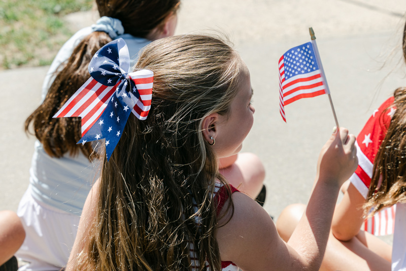 student with flag