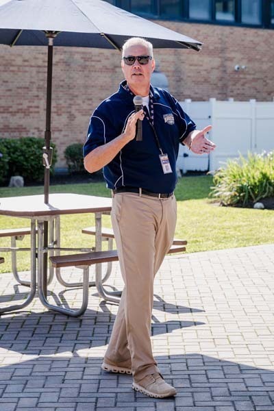 Teachers outside during event.