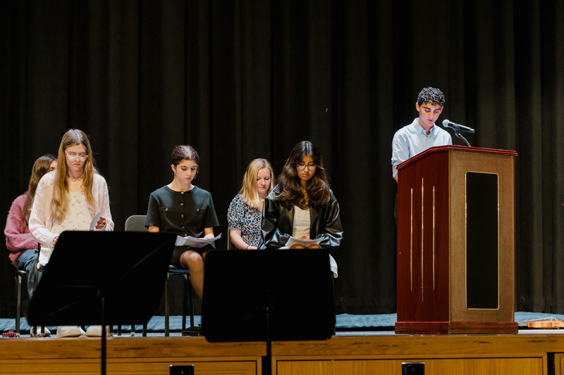 students on stage