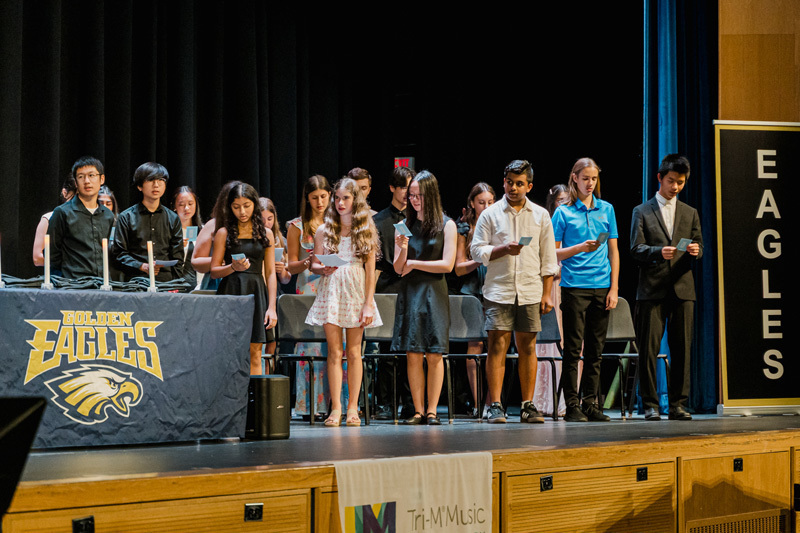 students on stage