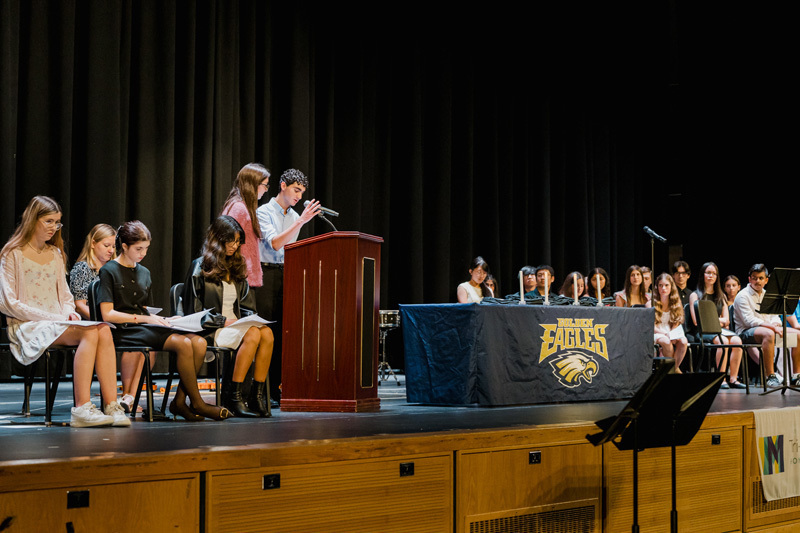 students on stage
