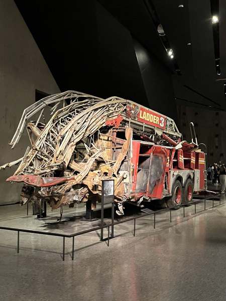 burnt fire truck in 9/11 museum