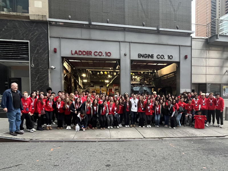 students in city by Ladder Company 10