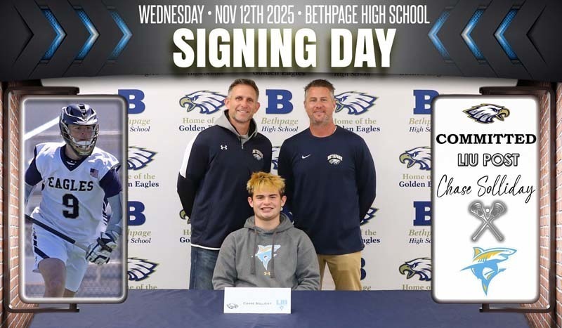 Seven Bethpage High School student-athletes from the Class of 2026 celebrated their college commitments during a signing ceremony on Nov.12