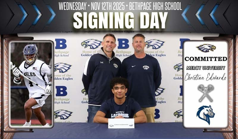 Seven Bethpage High School student-athletes from the Class of 2026 celebrated their college commitments during a signing ceremony on Nov.12