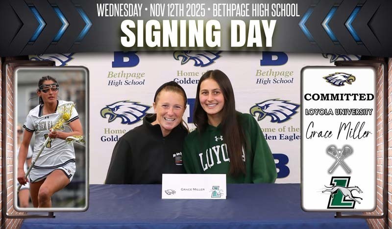 Seven Bethpage High School student-athletes from the Class of 2026 celebrated their college commitments during a signing ceremony on Nov.12