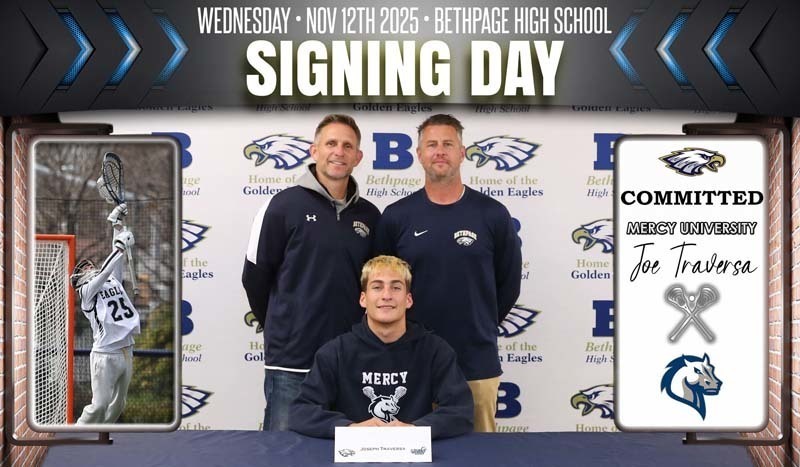 Seven Bethpage High School student-athletes from the Class of 2026 celebrated their college commitments during a signing ceremony on Nov.12