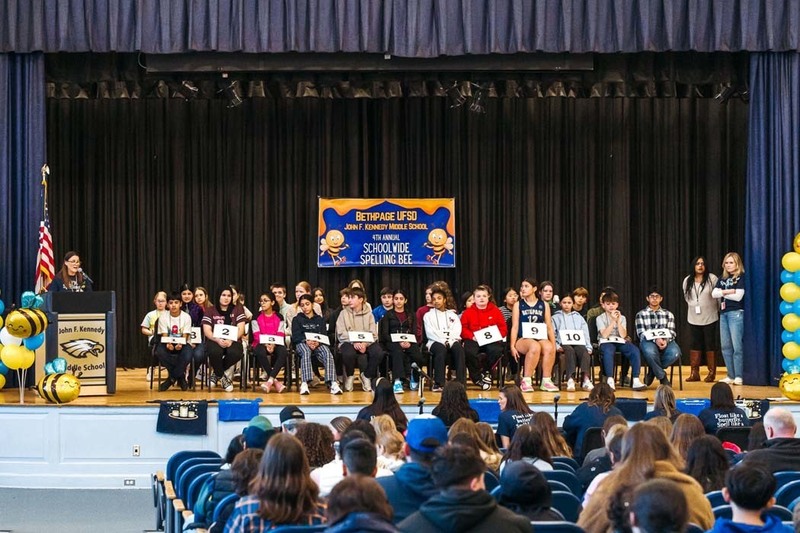 Thirty-five middle schoolers stepped up to the microphone in JFK's auditorium on Jan. 8, each ready to spell their way to victory in the school's fourth annual spelling bee.