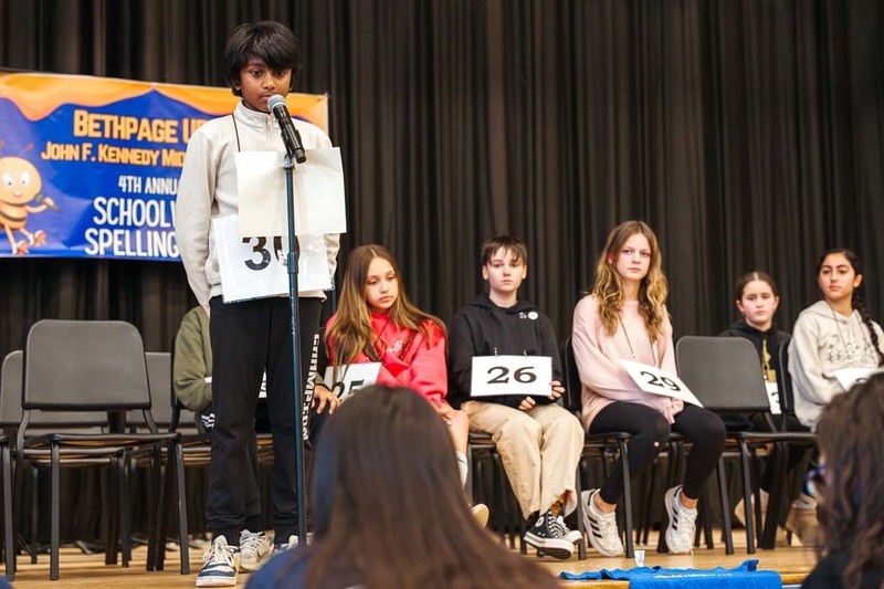 Thirty-five middle schoolers stepped up to the microphone in JFK's auditorium on Jan. 8, each ready to spell their way to victory in the school's fourth annual spelling bee.