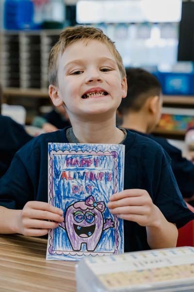 Students at Central Boulevard School celebrated Thoughtful Thursday on Jan. 15 by crafting heartfelt Valentine's Day cards for local veterans.