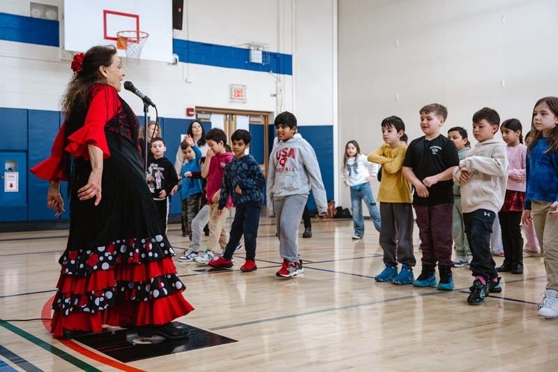 Students dancing with instructor.