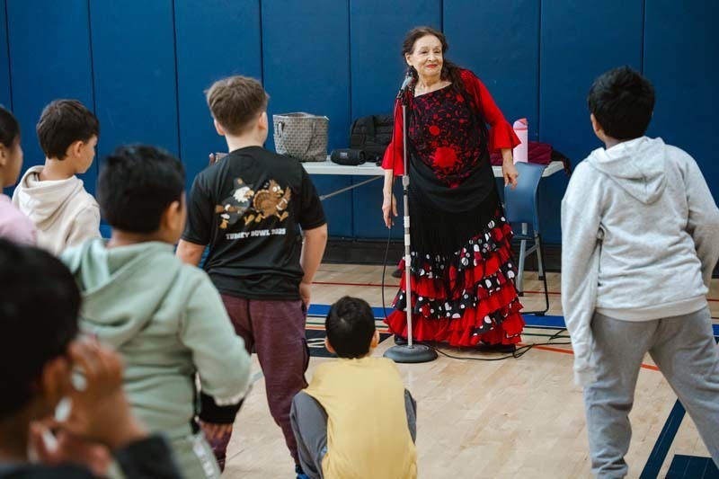 Students dancing with instructor.