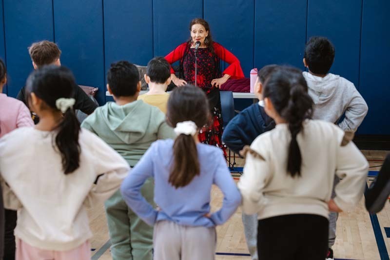 Students dancing with instructor.