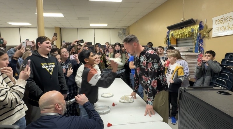 Mr. Smith and 7th grader Aadit Pushpakaran