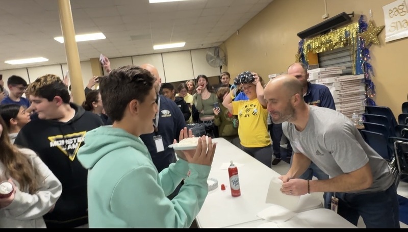 Mr. Kramer and 7th grader Anthony DiMango