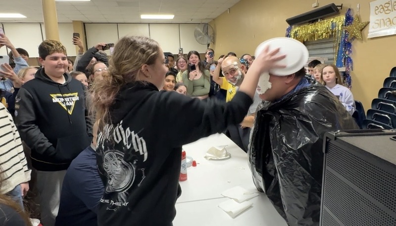 Mr. Brace and 8th grader Skylar Walsh 