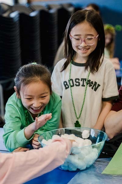 Student and parent working on project.