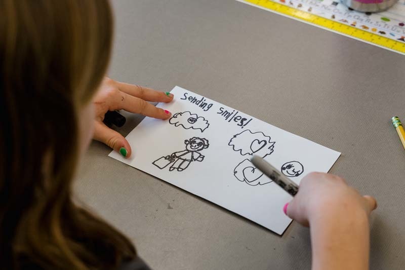 Close up photo of student drawing.