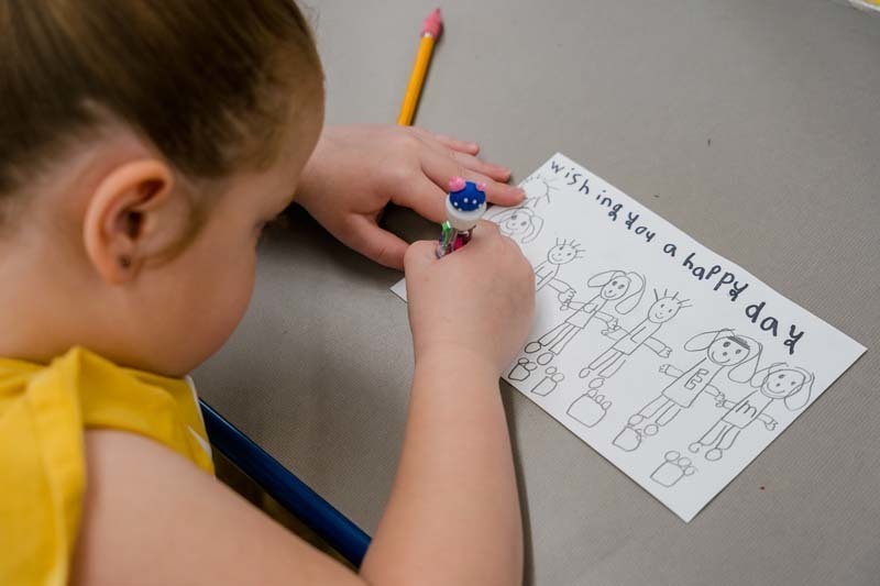 Close up photo of student drawing.