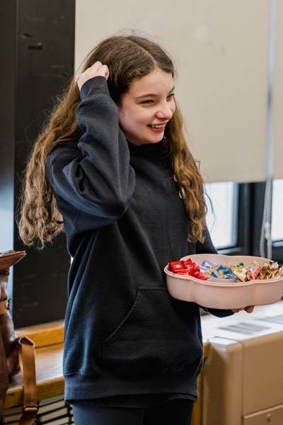 Student working on laptop.