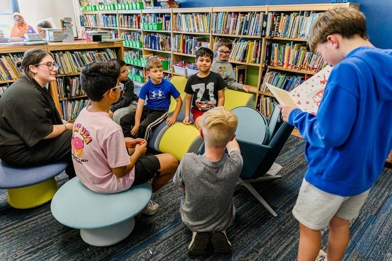 Fifth graders at Central Boulevard School recently hosted an after-school literacy event to foster a love of reading among younger students. 