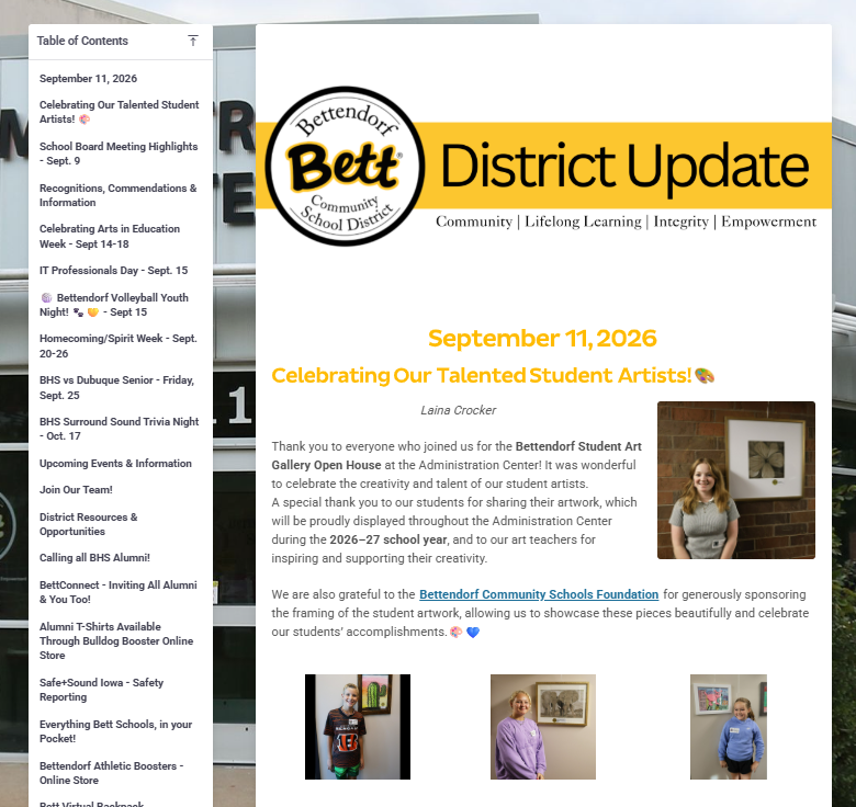 Image of top of newsletter