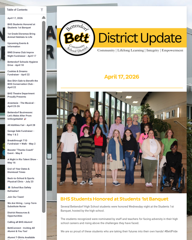 Bett District Update - April 17, 2027