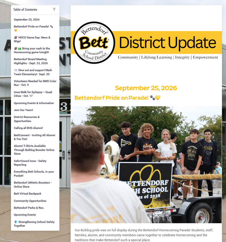 Top of Bett District Update