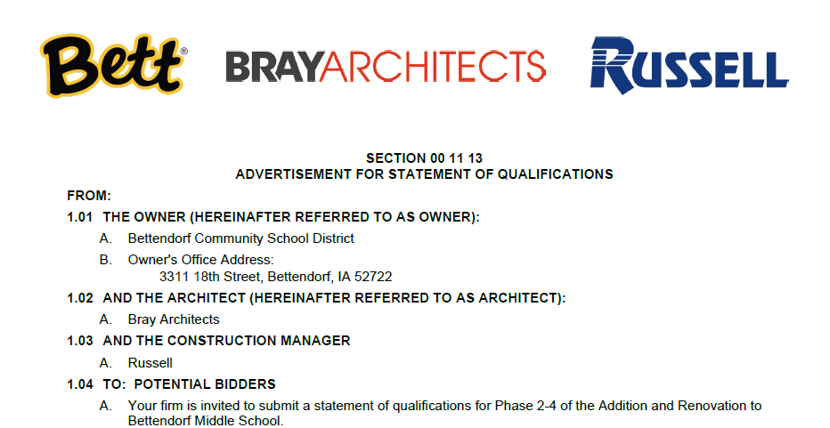 MS Construction Project - Bids for Phase 2-4