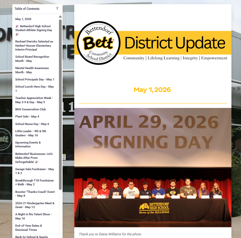 Picture of top of the newsletter